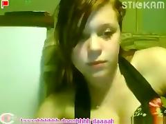 Big boobed emo stickam girl masturbates with a toy on the floor tube porn video