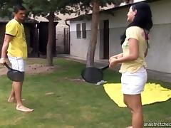 Outdoors sports quickly develops into fucking on the front lawn tube porn video