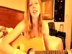 My hot amateur strip shows me playing guitar, naked tube porn video
