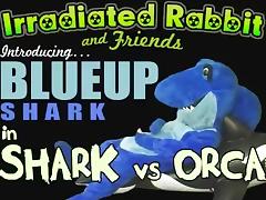 Blueup Shark in Shark vs Orca Whale fursuit inflation blowup tube porn video