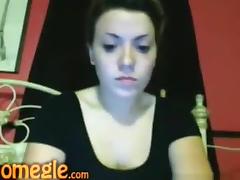 girl sees a dick on omegle, can't resist her hormones and masturbates. tube porn video