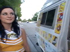 Cheerleader and the big cock ice cream man fuck in his truck tube porn video