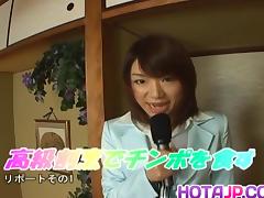 Mitsu Anno gets cock deepthroat and cum in mouth in food fetish tube porn video