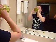 Dirty talking chubby girl watches herself get doggystyle fucked in the mirror tube porn video
