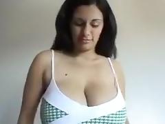 Beautiful milf wife jiggles her huge natural tits on cam tube porn video