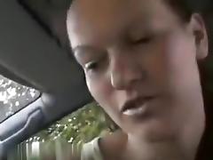 Pretty brunette milf wife make a risky public sex fun inside the car near a road tube porn video