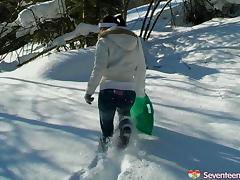 Extra-ordinary outdoors scene in snowy grounds along impatient teen girl tube porn video