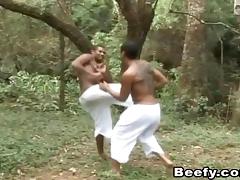 Tattooed black guy gets ass fucked by his sparring partner tube porn video