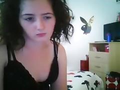 Brunette masturbates with a dildo on her bed, while phoning her bf tube porn video
