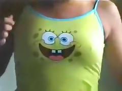 Girl in spongebob outfit strips for her bf and gets fisted tube porn video