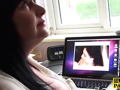 British bbw sprayed with cum over her massive tits tube porn video