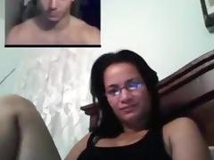 Nerdy girl gets tricked with a fake guy on skype and masturbates tube porn video
