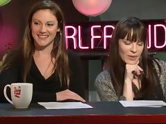 Shy Love is a smarty talking about the adult business on a chat show tube porn video