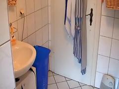 Adorable broad sucks for revenge in bathroom tube porn video