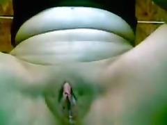 Girl rubs her shaved pussy closeup, moans and squirts. tube porn video