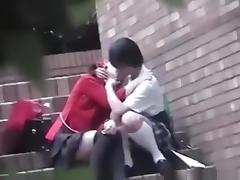 Voyeur tapes a japanese lesbian and straight couple having sex in public tube porn video