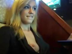 Pretty amateur blonde is teasing in public place tube porn video
