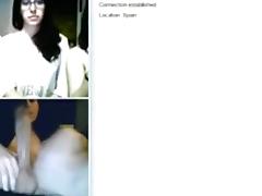 Dude shows off his split cock to girls on omegle tube porn video