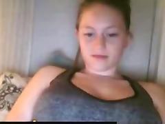 girl shows off her huge tits and rubs her trimmed pussy closeup on omegle tube porn video
