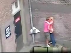 Dutch guy fucks a girl in public on the streets without a condom for everyone to see tube porn video