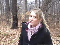 Teen exposes her sexy small tits on a chilly fall day tube porn video