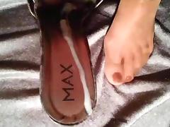 cum on high heels and nylon foot tube porn video