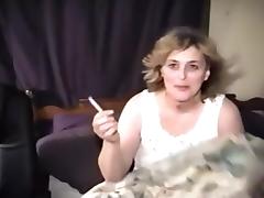 Blonde mature woman makes a sextape with her husband in the bedroom tube porn video