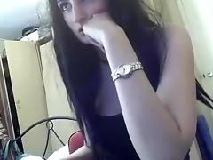 Brunette amateur European girl with big boobies on webcam tube porn video
