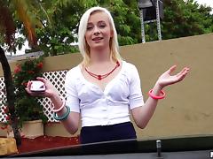 Hitchhiking teenage cutie picked up and fucked in the car tube porn video