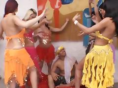 Six Gorgeous Belly Dancing Trannies VS. One Lucky Guy! tube porn video