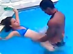 Latina fucks her bf in the pool and in the shower tube porn video
