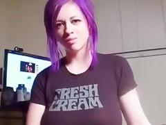 Stunning skanky white milf on webcam showed her fabulous rack tube porn video