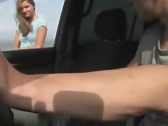 Giving head in the car tube porn video