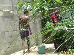 African amateur cocksucking outdoors tube porn video