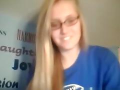 Busty nerdy girl with glasses masturbates and tastes her juice tube porn video