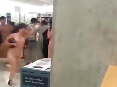 Students run naked in the university library tube porn video