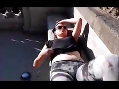 girl outdoor in shiny tight leggins masturbation orgasm tube porn video