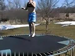 Outside sex on trampoline tube porn video