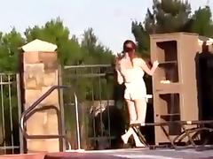 Amanda Love shows off near the pool tube porn video
