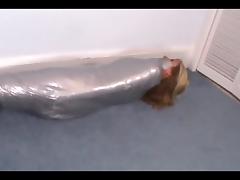 Girl wrapped in duct tape like a mummy tube porn video