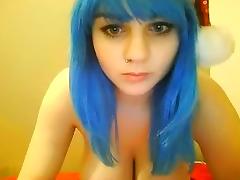 OMG Blue Haired Big Tits Babe On Cam Merry Xmas FMJ tube porn video
