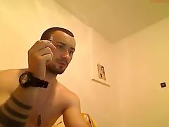A hot romanian delivering sweet cum on his belly tube porn video