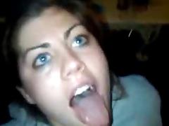 Cutie brunette give a good head on black cock. tube porn video