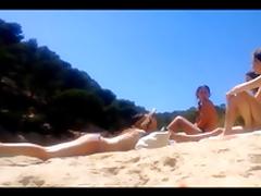 four topless college girl at the beach tube porn video