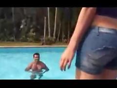 Lustful Ladyboy Screwing Guy By The Pool tube porn video