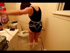 Sexy girl harness self tie tube porn video