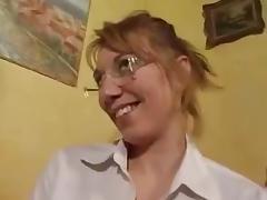 French blonde with glasses gets her perfect butt fucked tube porn video