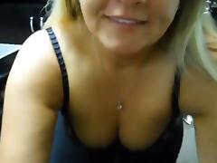 One cute fluffy webcam MILF off her big natural tits tube porn video