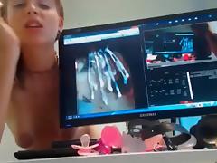 Angie licks huge load Sperm on screen tube porn video