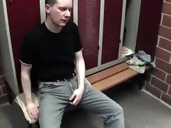 Kroussibo in public locker room #3/3 with SelfSuck and cum tube porn video